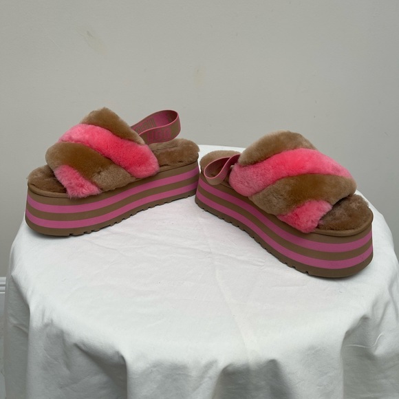 Ugg Disco Platform Slide - Chestnut/Pink Combo Gently Used - Picture 6 of 7